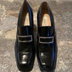 Vintage Calico Time Keeper Leather Heeled Loafers. Size 8 Beautifully Made EUC